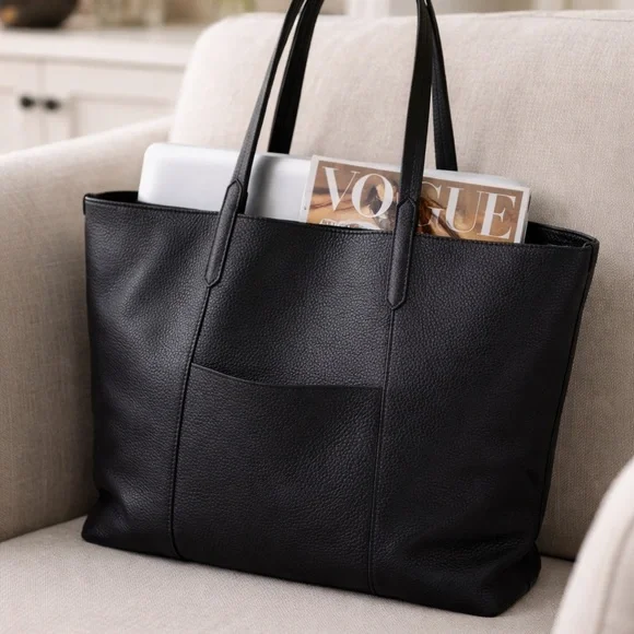 Banana Republic Large East West Basic Leather Tote | Carryall - Picture 1 of 16